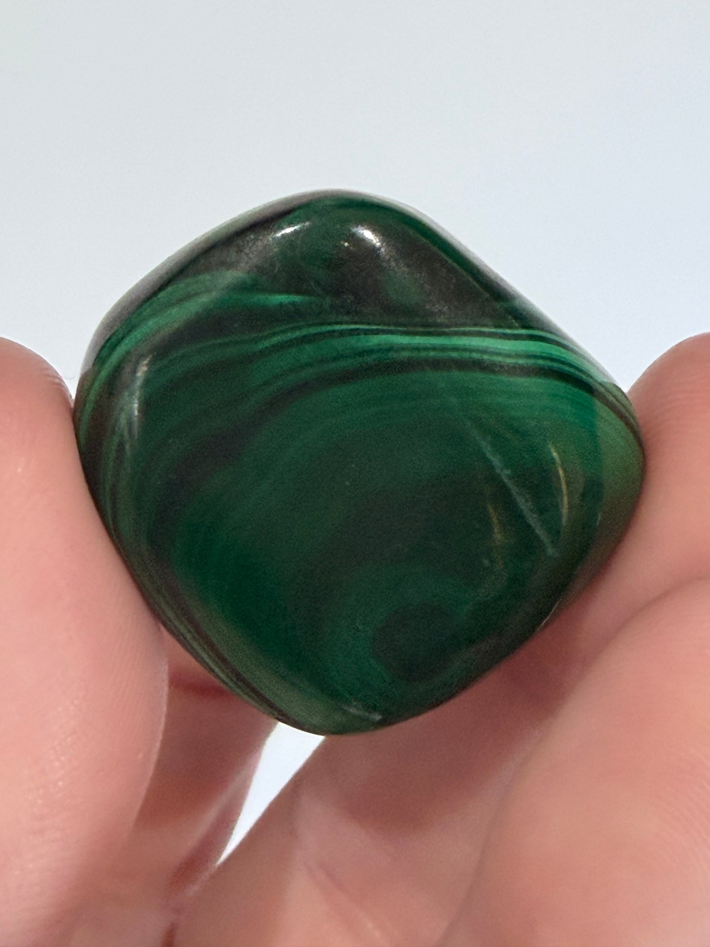 Malachite Tumble Stone - Concentric “eye” patterns A -