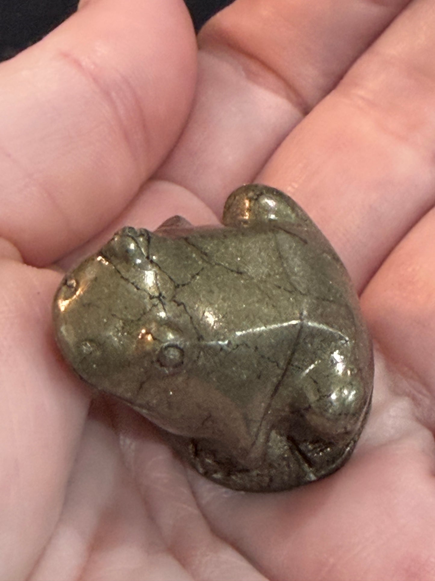 Pyrite Frog Crystal Mini Carving – 4cm
