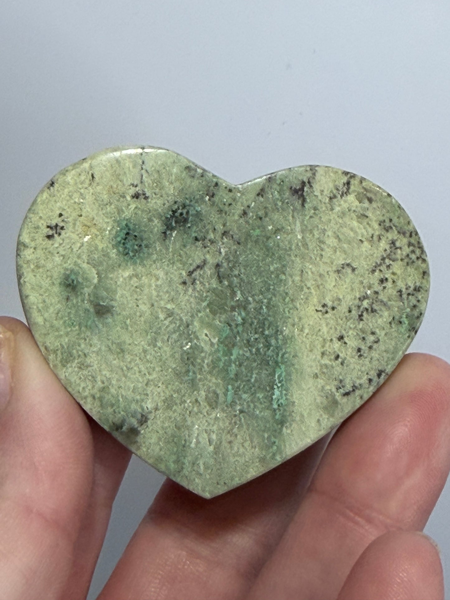 Madagascan Chrysoprase Free Standing Heart – 5.5cm B