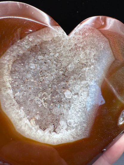 Carnelian Agate Druzy Heart on Silver Stand