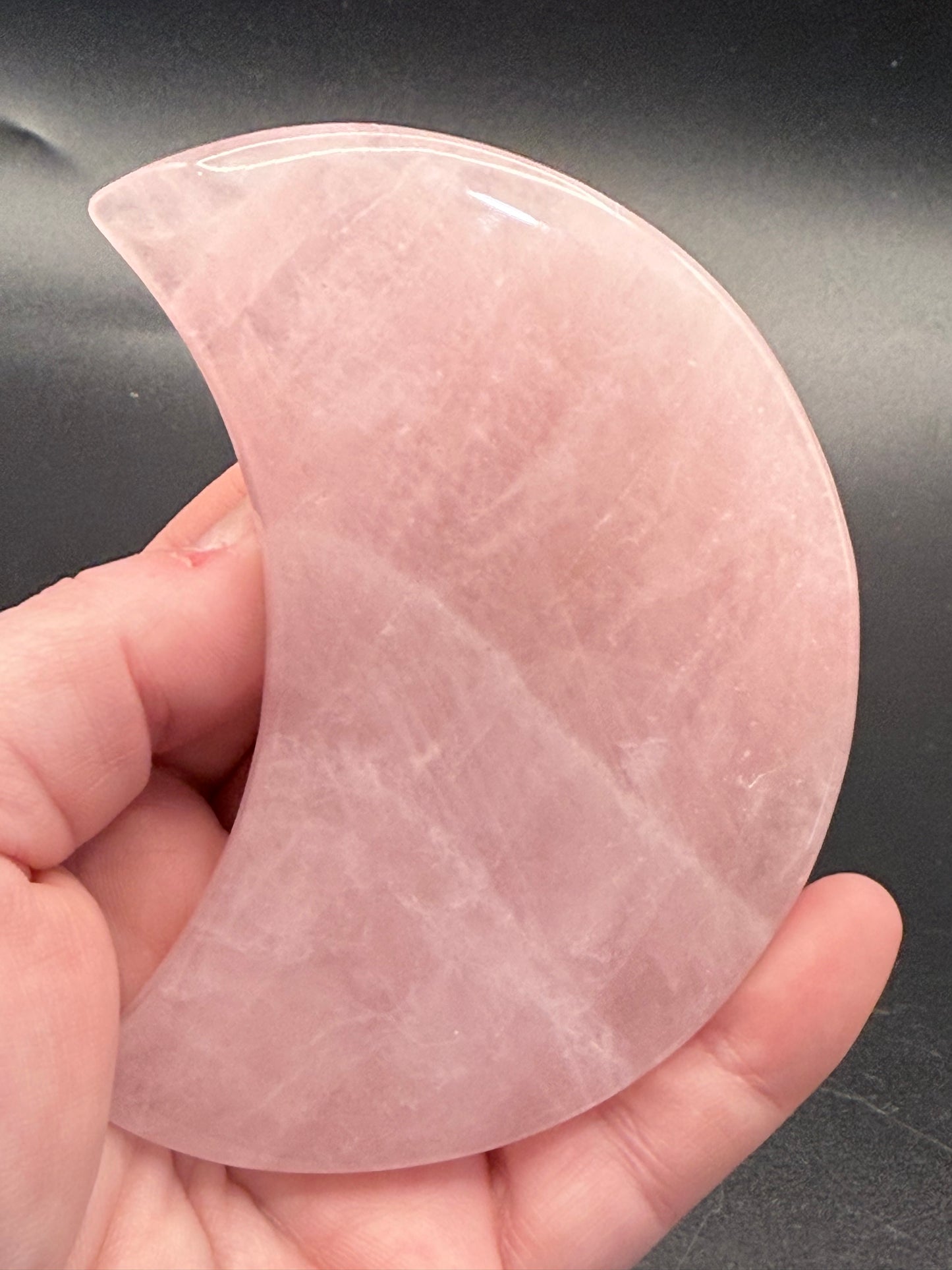 Rose Quartz Moon Carving with stand : 9.7x8.1cm 146g
