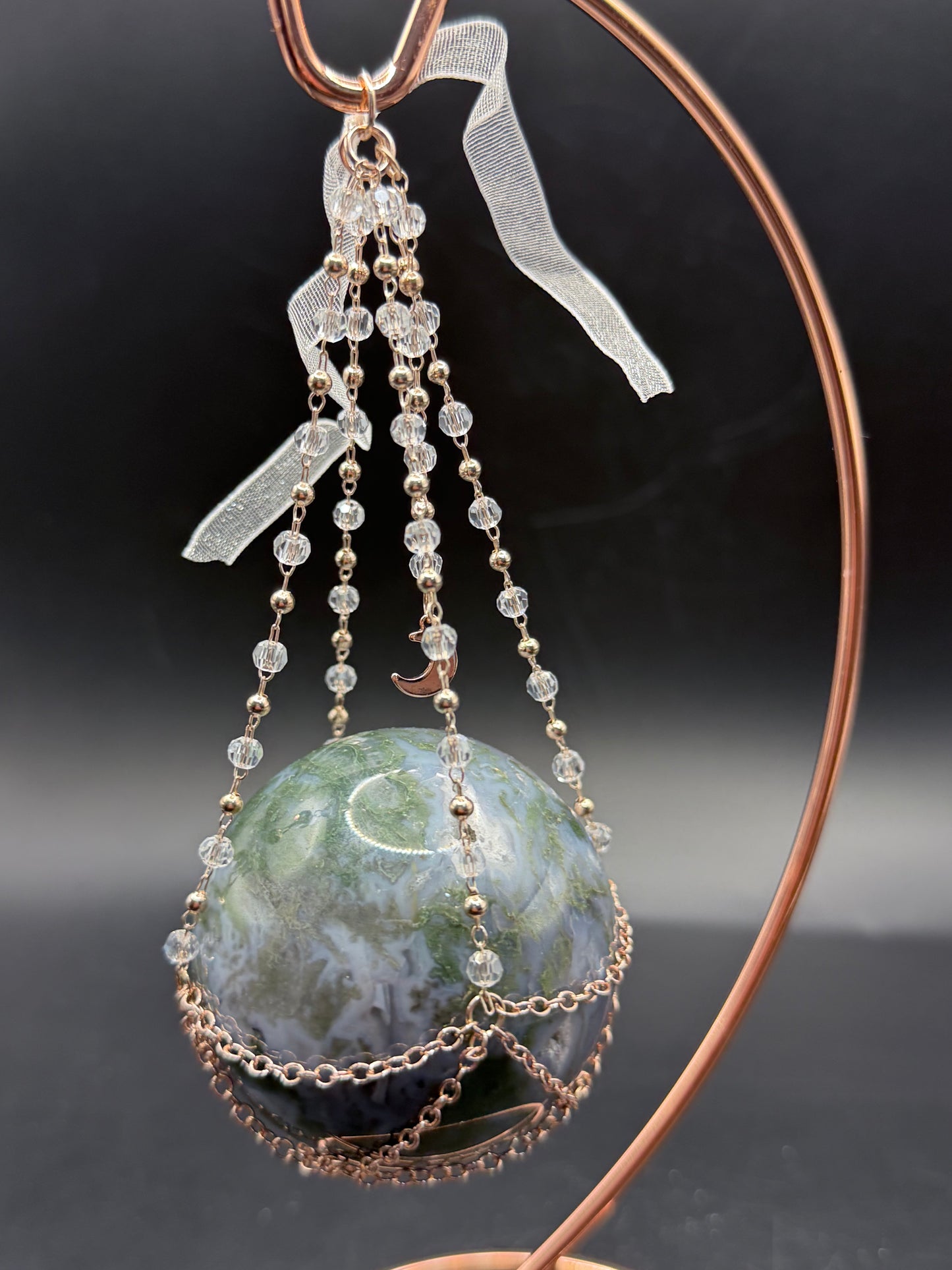 Hanging Sphere Display Stand – Rose Gold Finish (Shere not included)