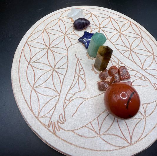 Chakra Crystal Grid Board Set – Flower of Life (15cm - Crystal wonderland By Lisa