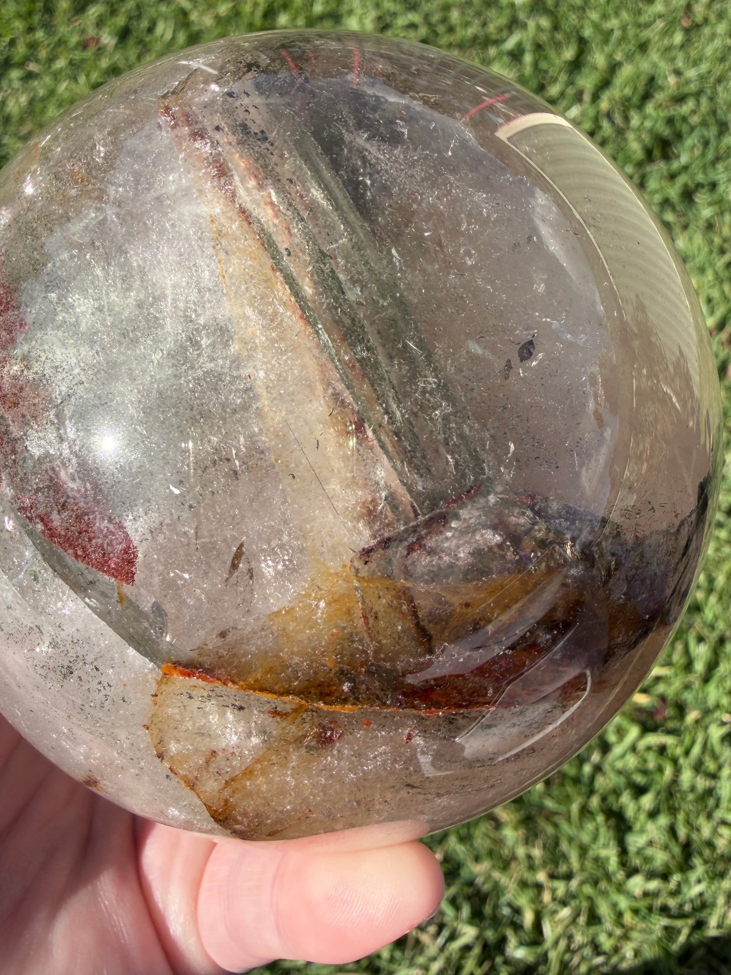 Large Garden Quartz (Lodolite) Sphere with Light Base – 11cm | 1.7kg