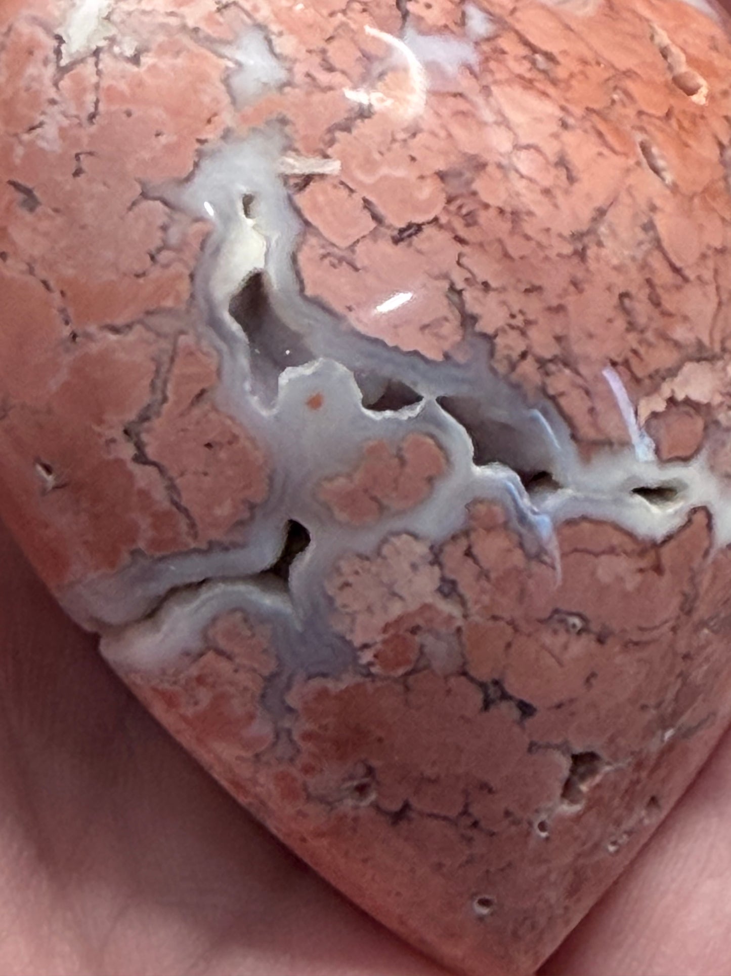 Pink Petal Agate (Cotton Agate) Heart – 6.5cm (132g)