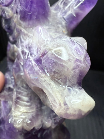 Amethyst Skull with Dragon