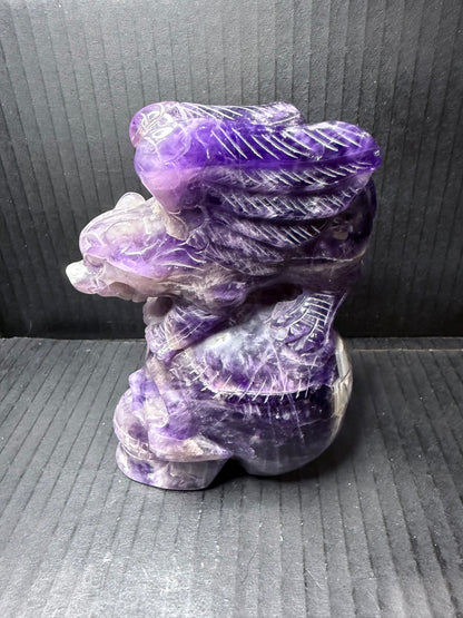 Amethyst Skull with Dragon