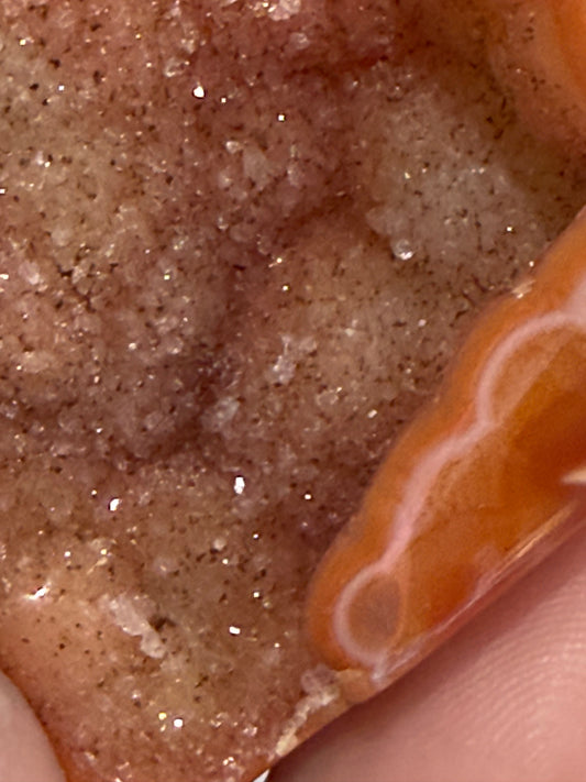 Carnelian Agate Druzy Heart with Botryoidal Crystal & Dendritic Inclusions E -