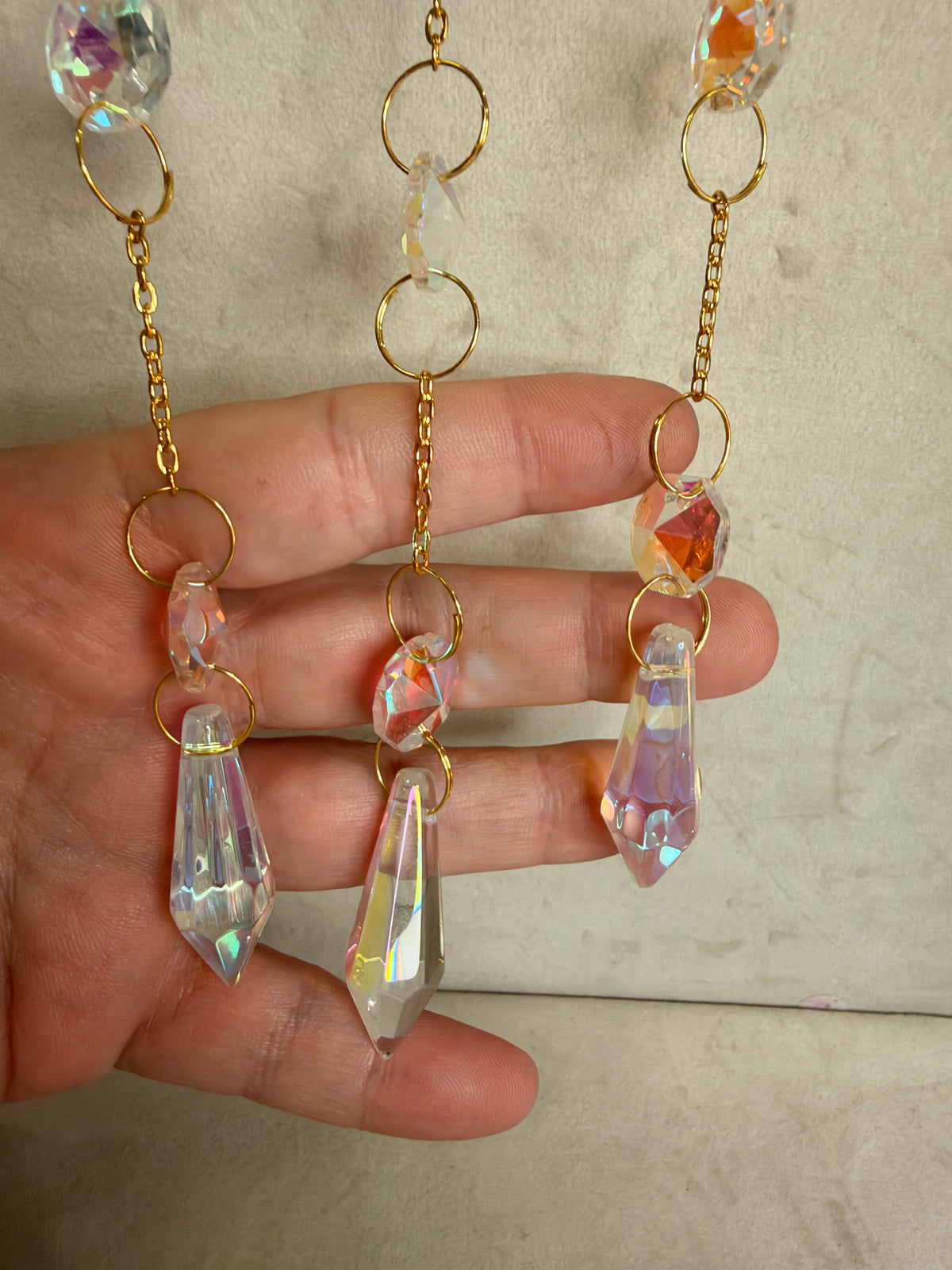 7 Chakra Crescent Moon Suncatcher – 35 × 10cm