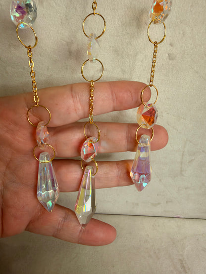 7 Chakra Crescent Moon Suncatcher – 35 × 10cm