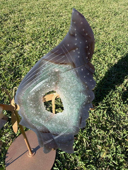 Large Agate + Quartz Druzy Butterfly Wings