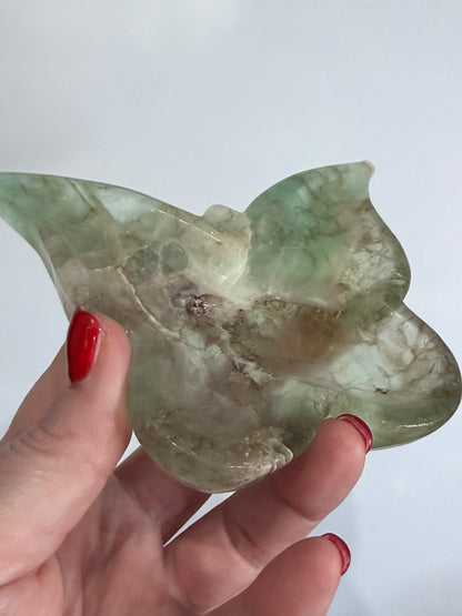 Green Fluorite Butterfly Carving Bowl – 344g