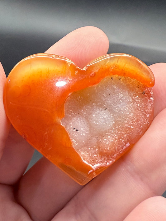 Carnelian Druzy Heart