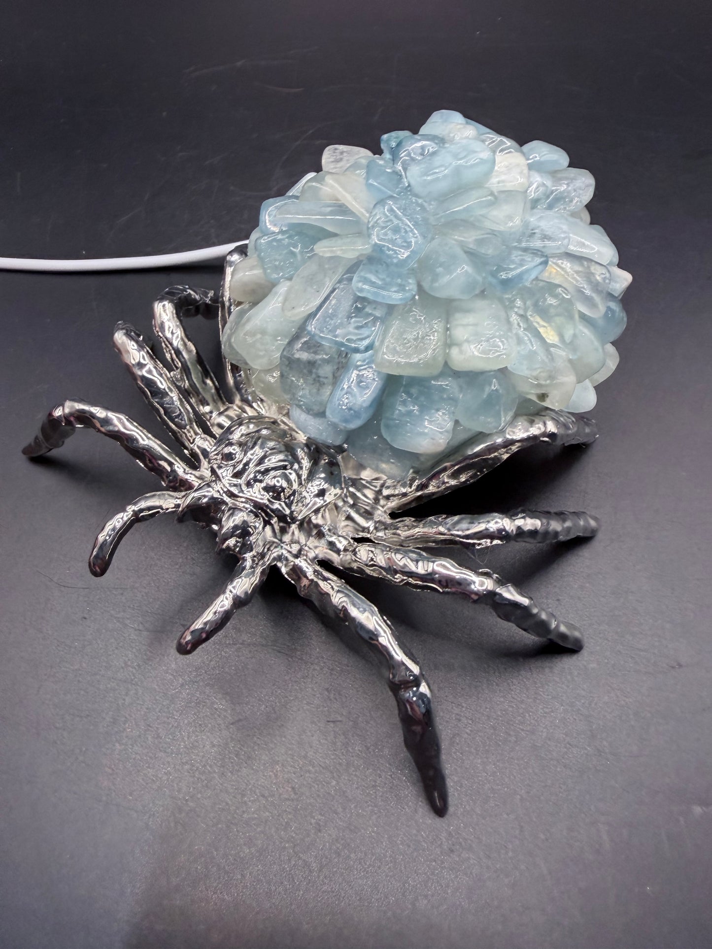 Aquamarine Crystal Spider Lamp