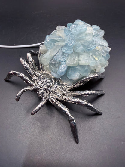 Aquamarine Crystal Spider Lamp