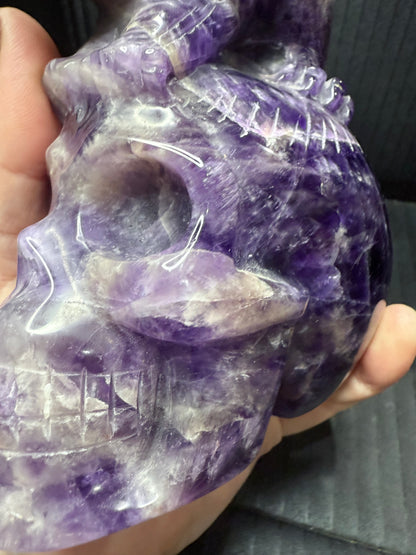 Amethyst Skull with Dragon