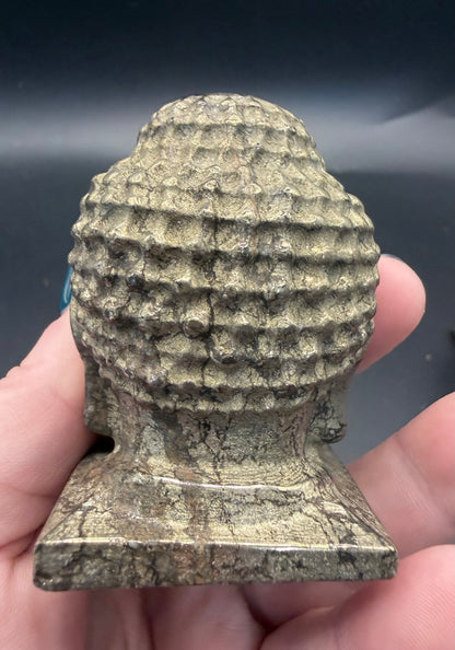 Pyrite Buddha Head Carving – 6 × 4 cm