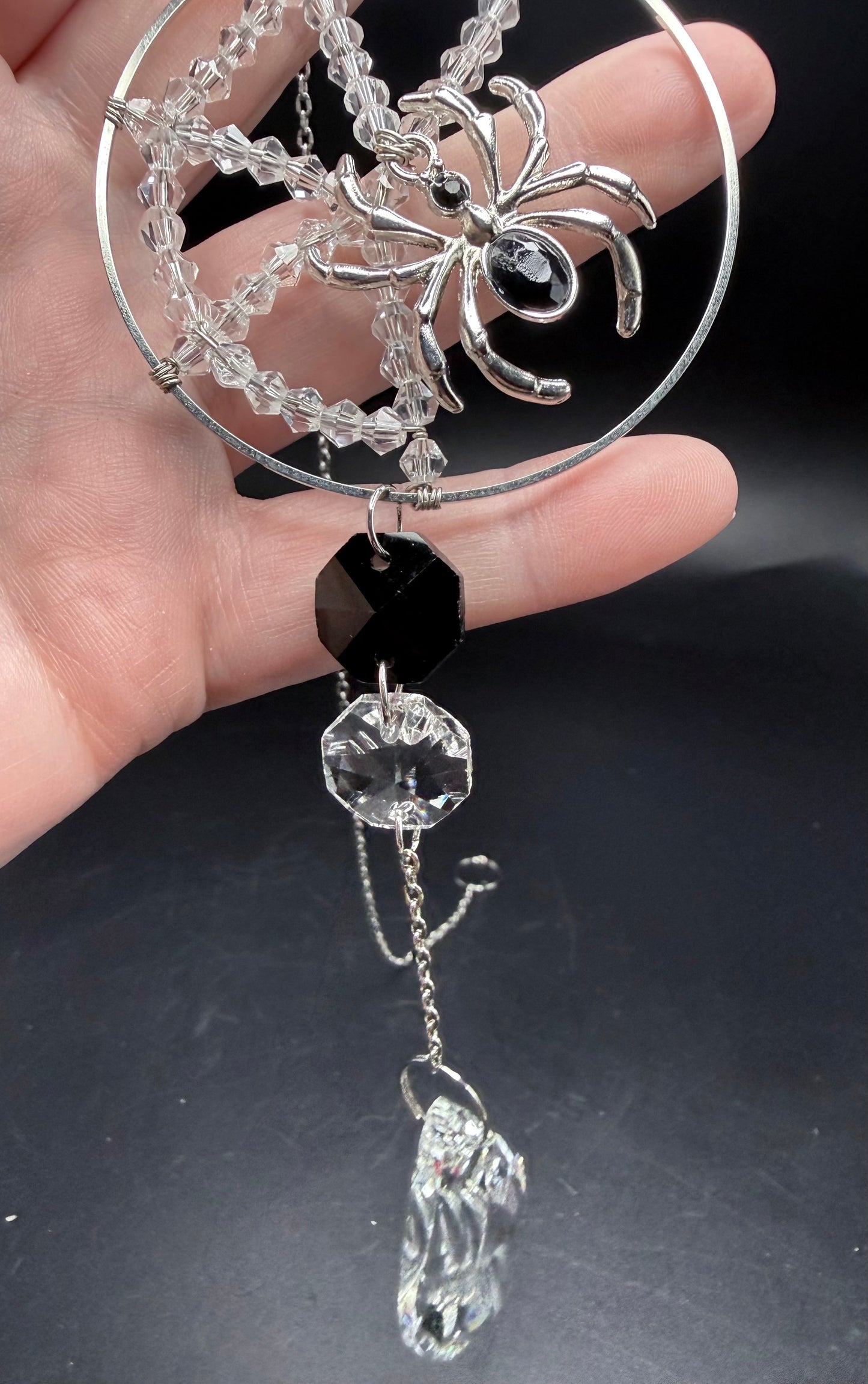 Glass Spider Web Suncatcher