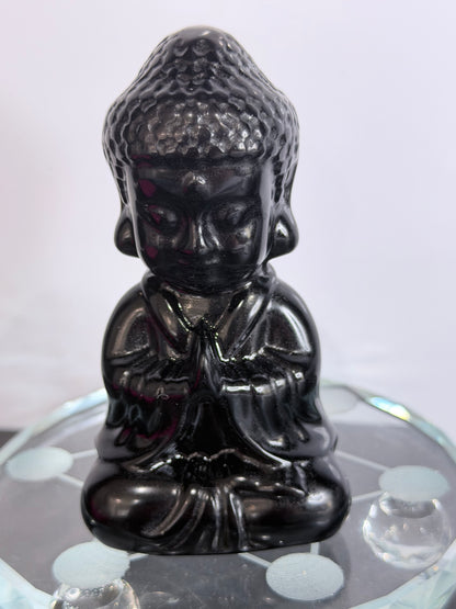 Black Obsidian Buddha Crystal Carving – 10cm