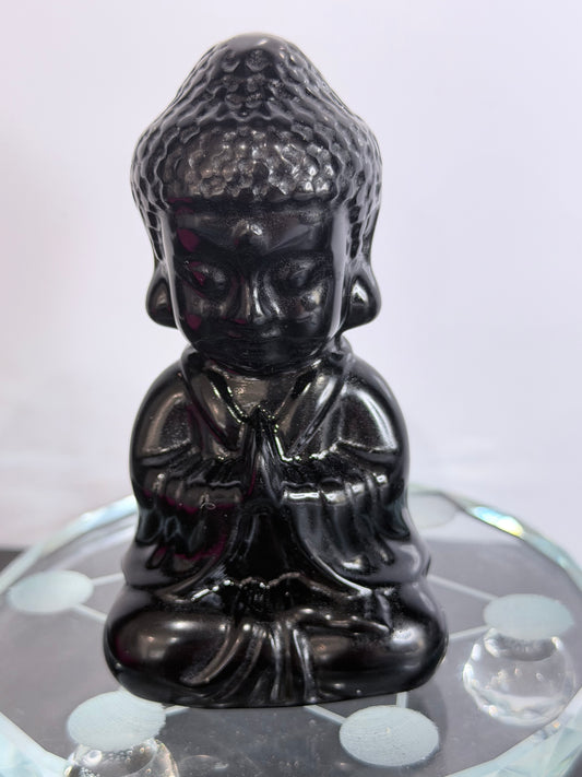 Black Obsidian Buddha Crystal Carving – 10cm