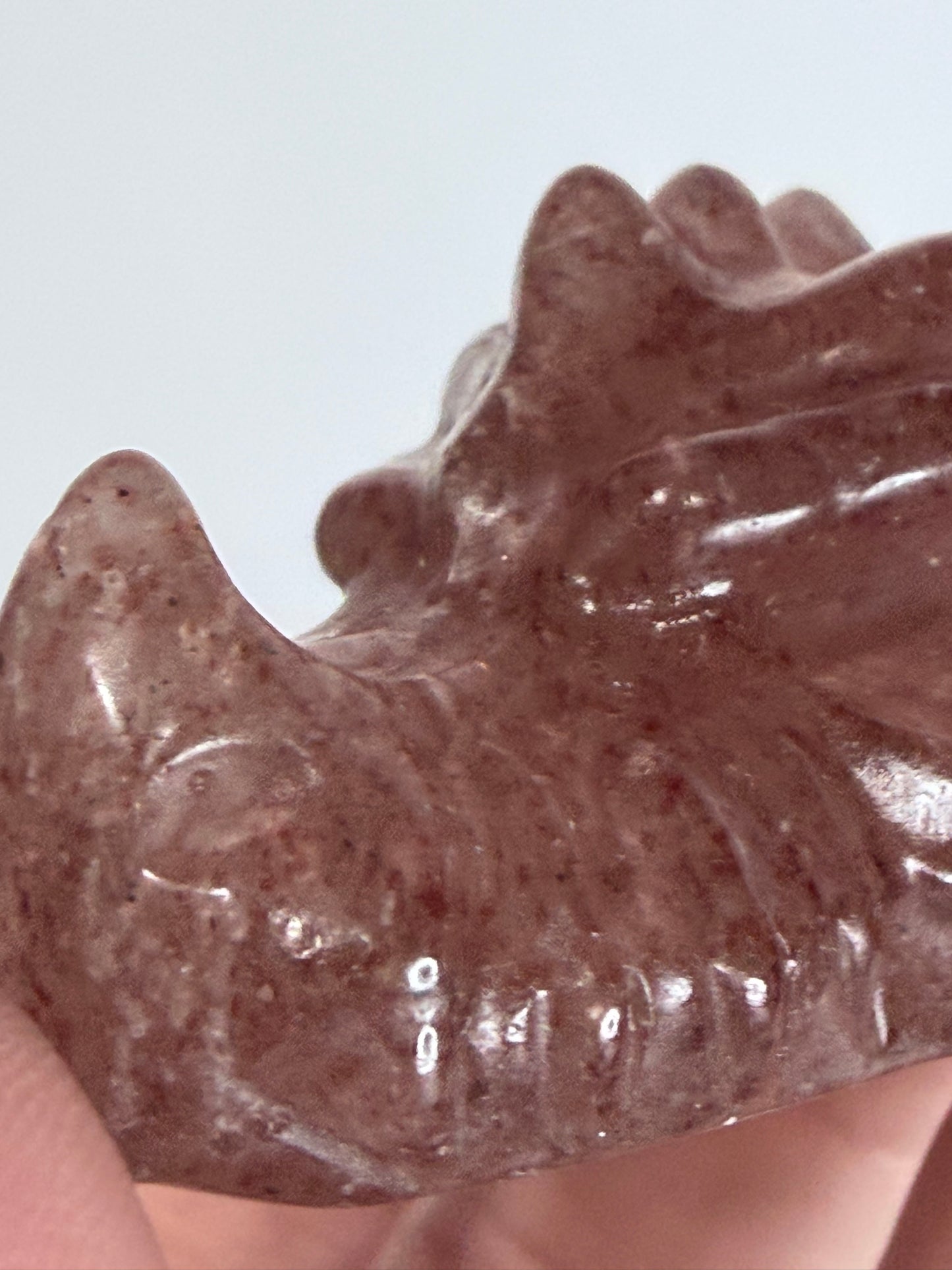 Strawberry Quartz Dragon Head Carving A - 5cm