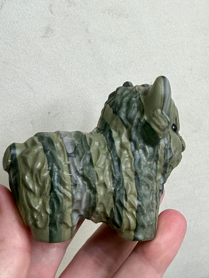 Highland Cow Green Zebra Stone Carving – 8 cm