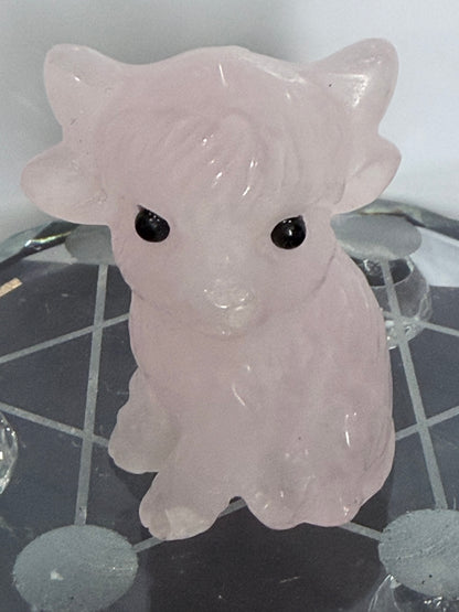 Rose Quartz Sitting Cow Carving – 6cm