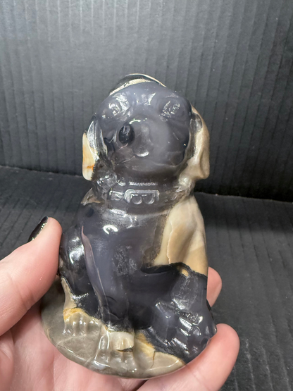 Volcano Agate Dog with Hat | UV Reactive