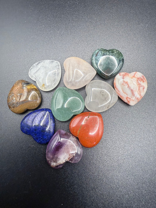 10 Pack Mixed Mini Crystal Hearts