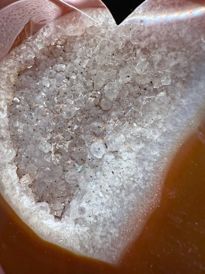 Carnelian Agate Druzy Heart on Silver Stand