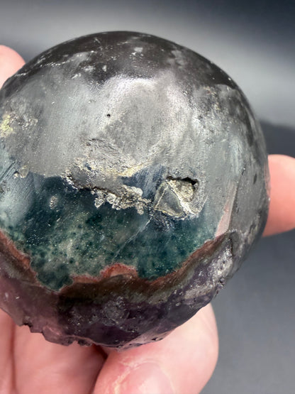 Amethyst Geode Sphere – A Grade (Rare Green Banding) B