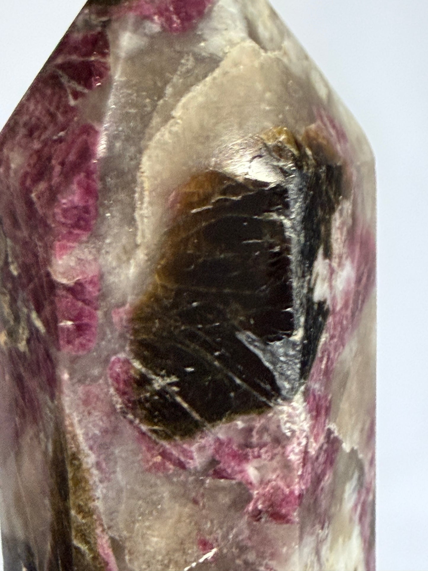 Pink Tourmaline in Quartz Crystal Tower – 9.2cm | 155g D