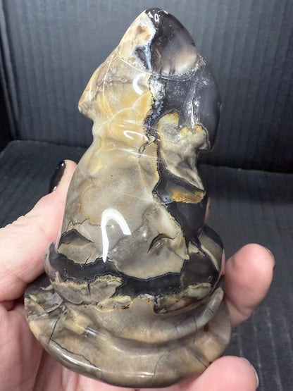 Volcano Agate Dog with Hat | UV Reactive