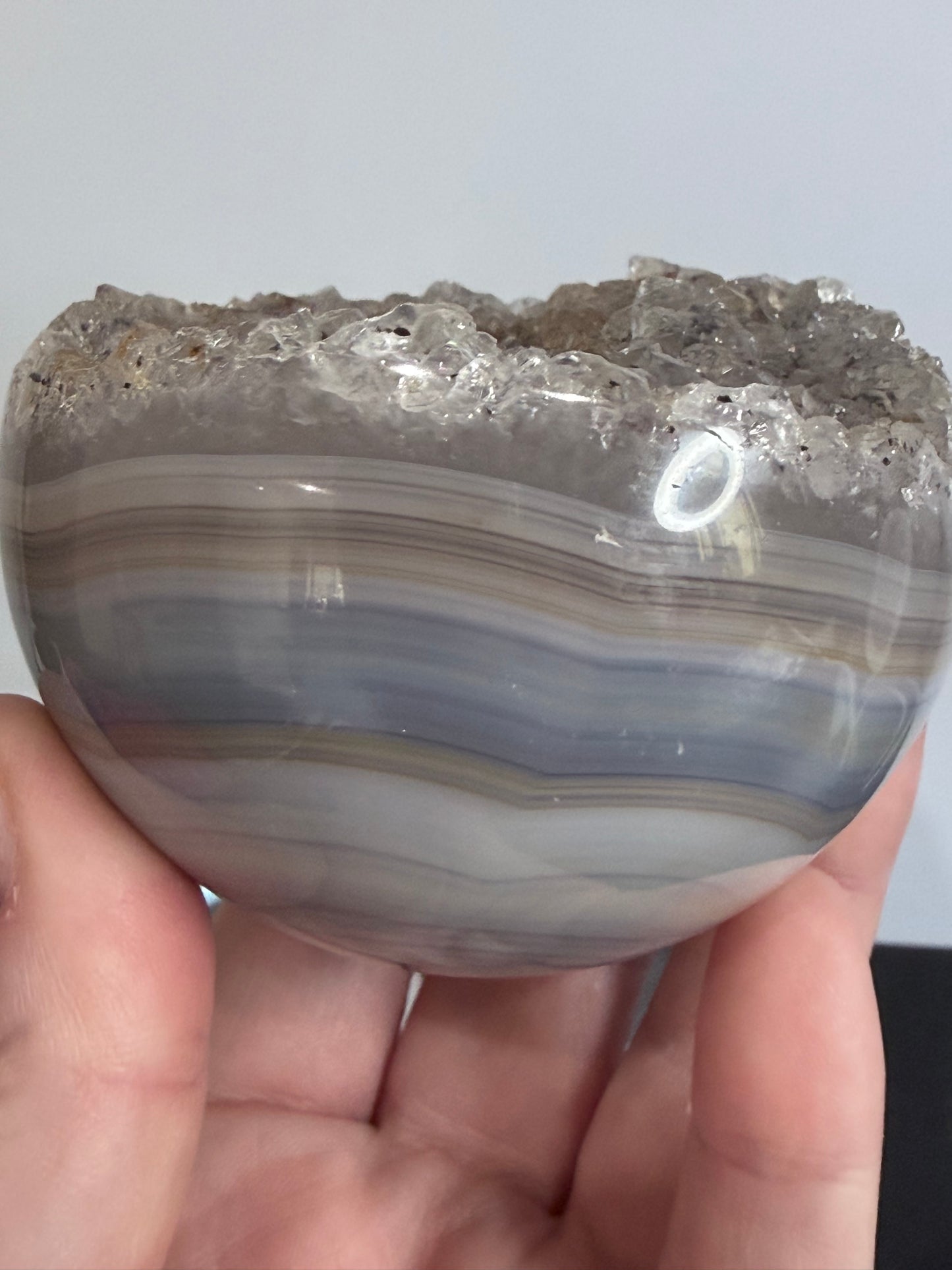 Banded Agate Druzy Sphere – 7.8cm | 475g