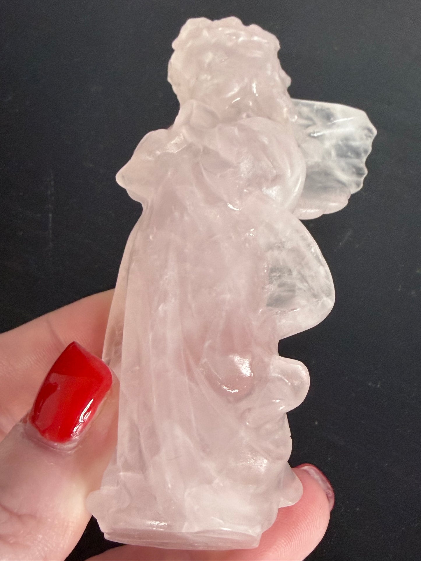 Rose Quartz Angel Crystal Carving – 10cm