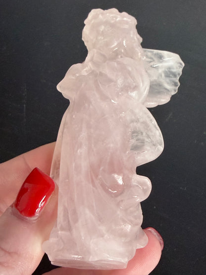 Rose Quartz Angel Crystal Carving – 10cm