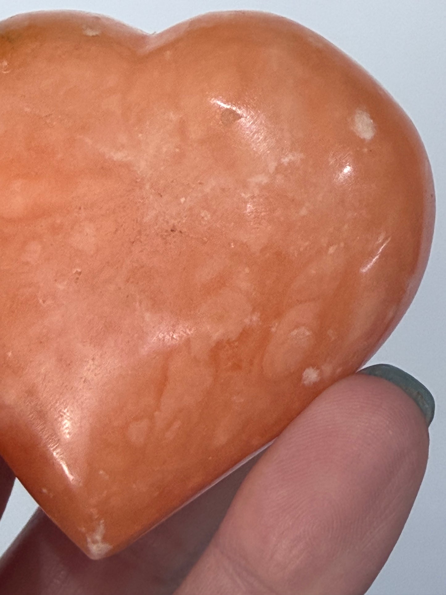 Orange Calcite Heart with Stand – 132g B 6.1cm