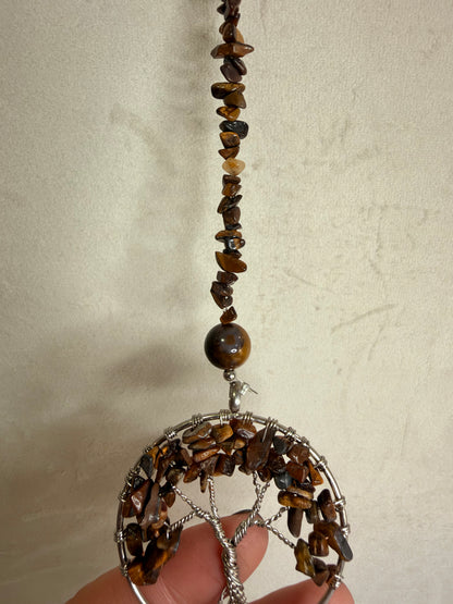 Tiger’s Eye Tree of Life & Feather Wall Hanging – 30cm