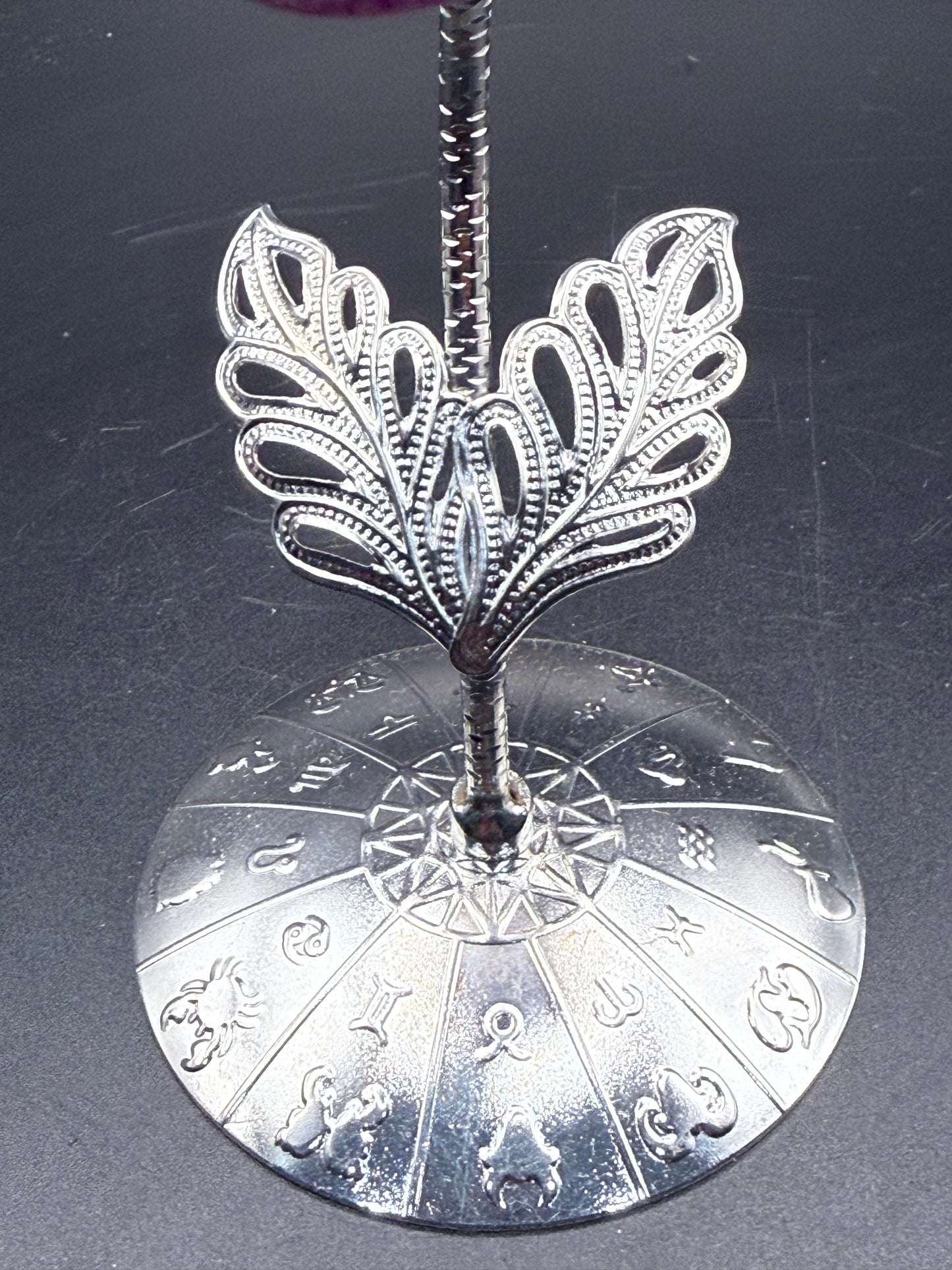 Ruby Corundum Rose on Silver Stand