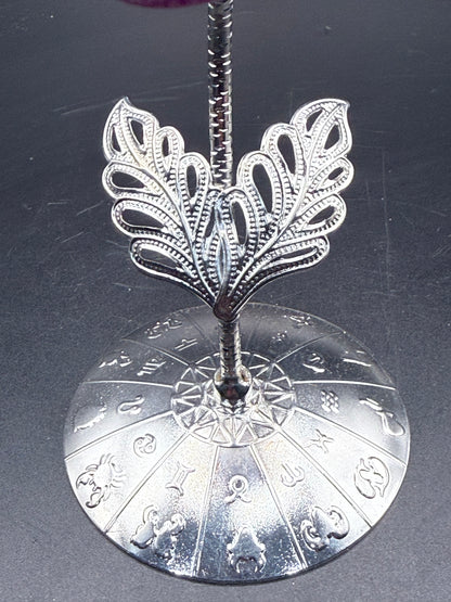 Ruby Corundum Rose on Silver Stand