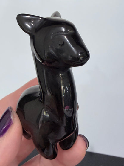 Black Obsidian Llama Carving – 8cm
