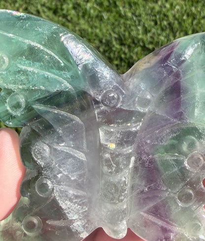 Rainbow Fluorite Butterfly Carving with Stand 7.3cm