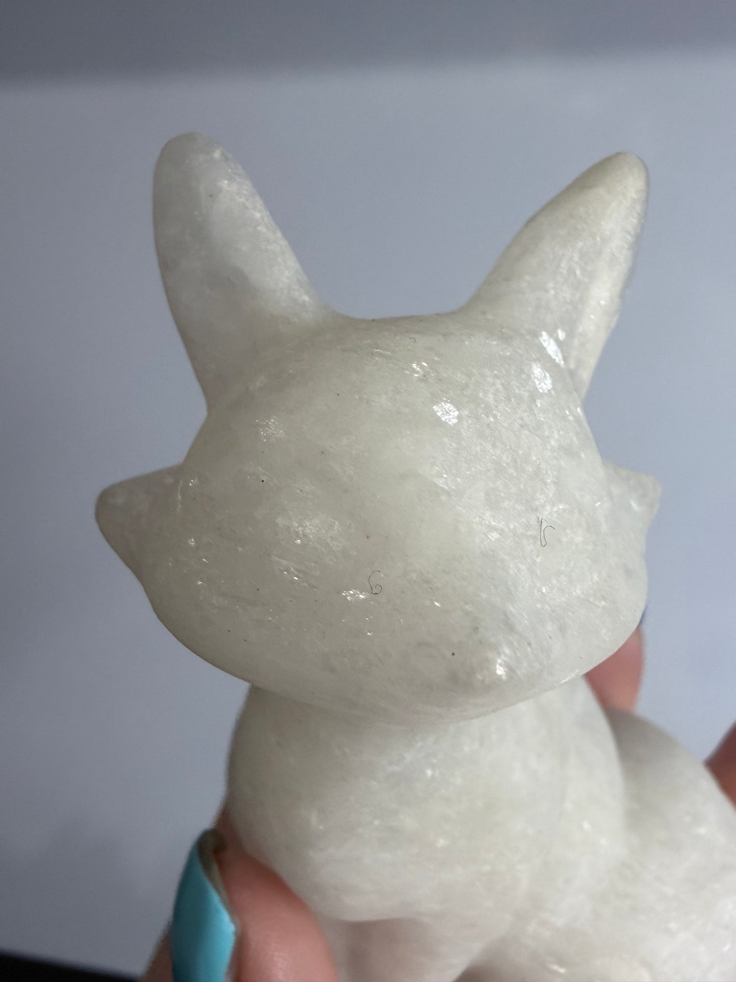 White Calcite Fox Carving – 9 cm
