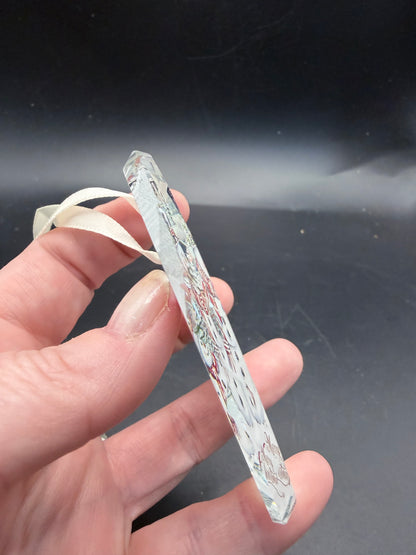 Glass Heart Ornament – Snowman Christmas Scene