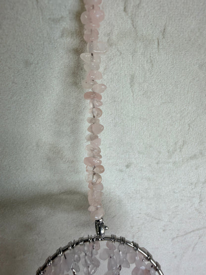 Rose Quartz Tree of Life & Dragon Wall Hanging – 30cm