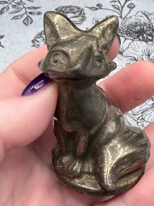 Pyrite Fox Carving (Polished) — 120g | 6.5cm