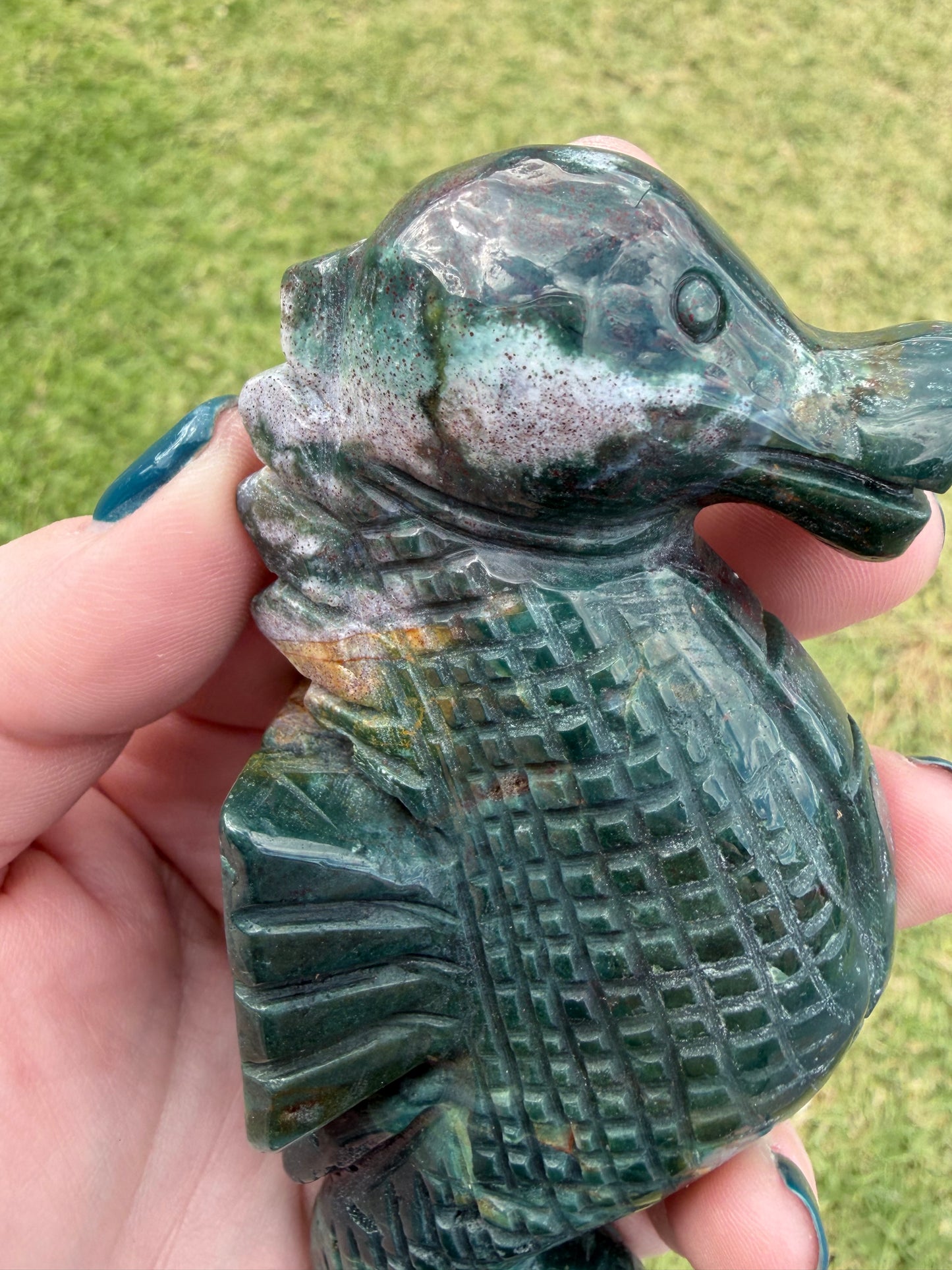 Ocean Jasper Seahorse on Silver Zodiac Stand 17cm on stand