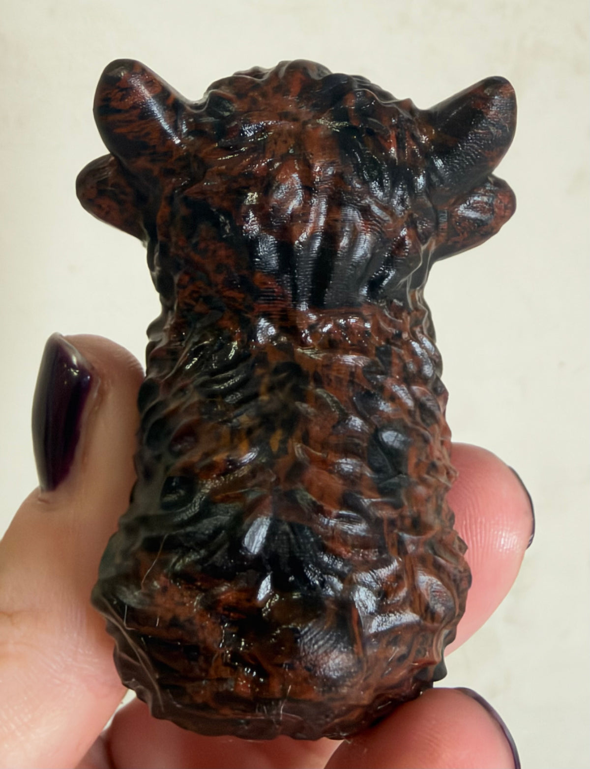 Highland Cow Mahogany Obsidian Carving – 5–6 cm