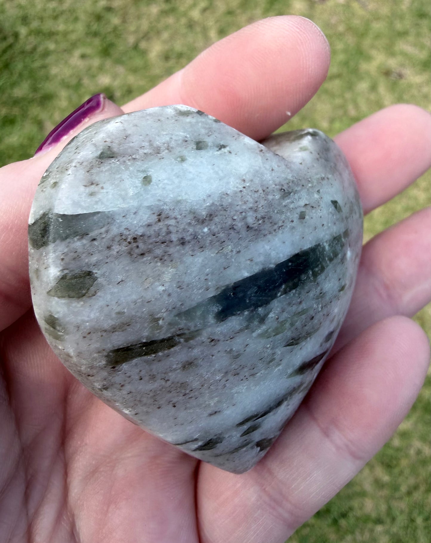 Green Tourmaline in Quartz Heart