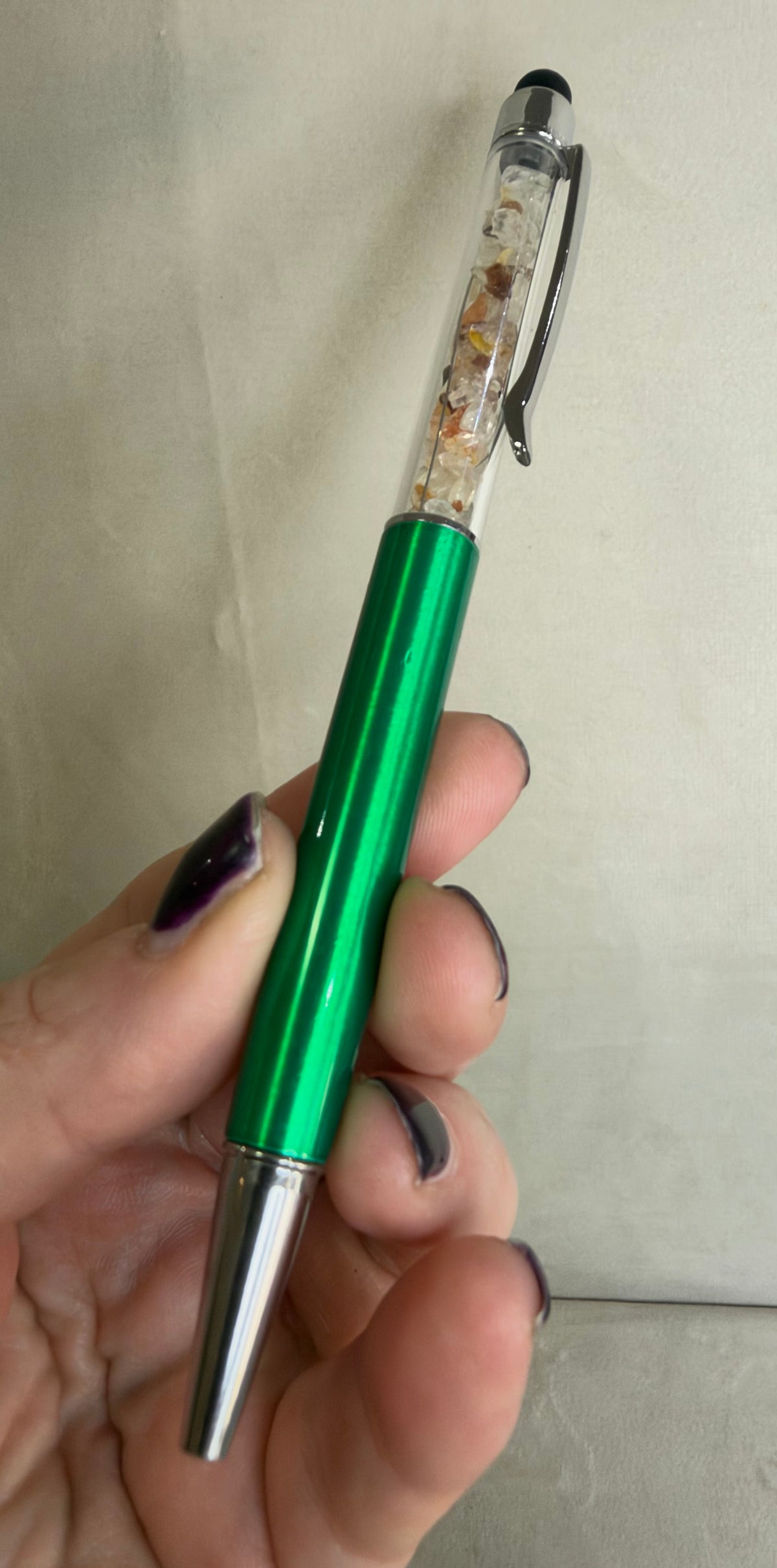Crystal Chip Pen with Stylus – Assorted Crystals & Colours